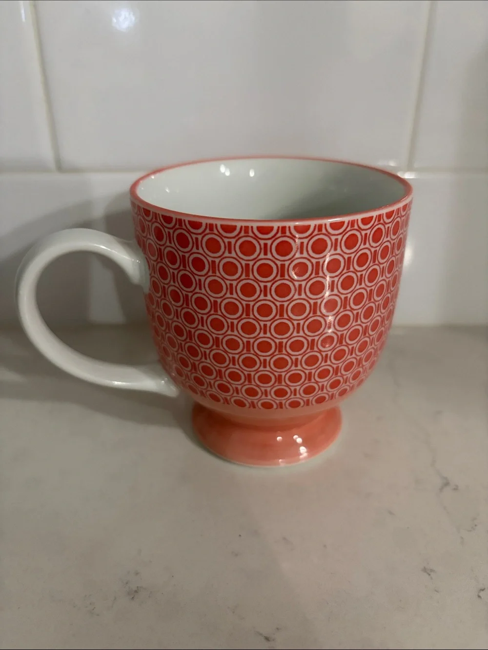 West Elm footed coffee tea mugs, set of 2 geometric